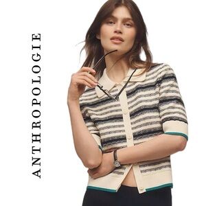 Anthropologie Kinsley Collared Crop Cardigan Sweater by Maeve